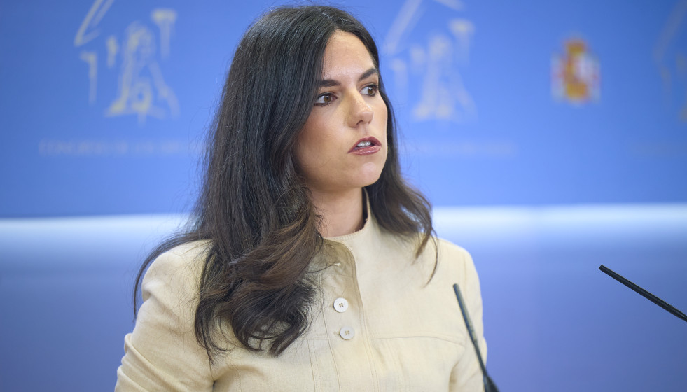 La portavoz de VOX en el Congreso, Pepa Millán,  durante una rueda de prensa, en el Congreso de los Diputados, a 12 de mayo de 2026, en Madrid (España).