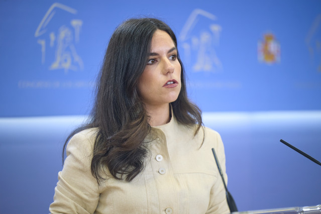 La portavoz de VOX en el Congreso, Pepa Millán,  durante una rueda de prensa, en el Congreso de los Diputados, a 12 de mayo de 2026, en Madrid (España).