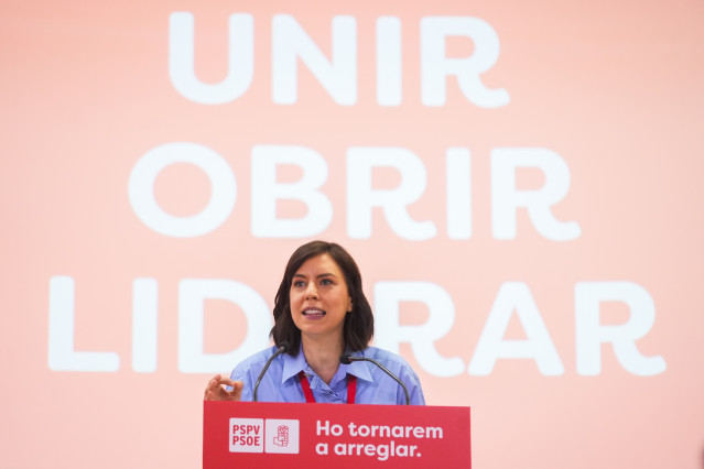 La secretaria general del PSPV-PSOE, Diana Morant, durante el Comité Nacional del PSPV, en la sede de UGT-PV, a 9 de mayo de 2026, en Valencia.