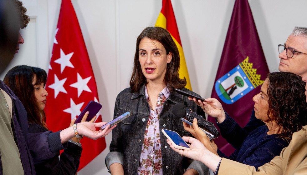 La portavoz de Más Madrid en el Ayuntamiento, Rita Maestre, ofrece declaraciones a los medios de comunicación.