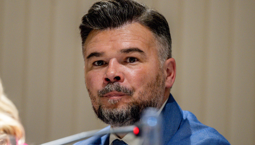 El portavoz de ERC en el Congreso, Gabriel Rufián, durante un coloquio organizado por el Club Siglo XXI, a 20 de mayo de 2026, en Madrid (España).