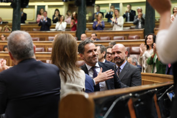 El portavoz y vicesecretario de Cultura y Deporte del PP, Borja Sémper, durante una sesión de control al Gobierno, en el Congreso de los Diputados, a 20 de mayo de 2026, en Madrid (España).