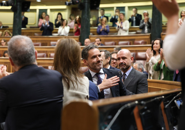 El portavoz y vicesecretario de Cultura y Deporte del PP, Borja Sémper, durante una sesión de control al Gobierno, en el Congreso de los Diputados, a 20 de mayo de 2026, en Madrid (España).