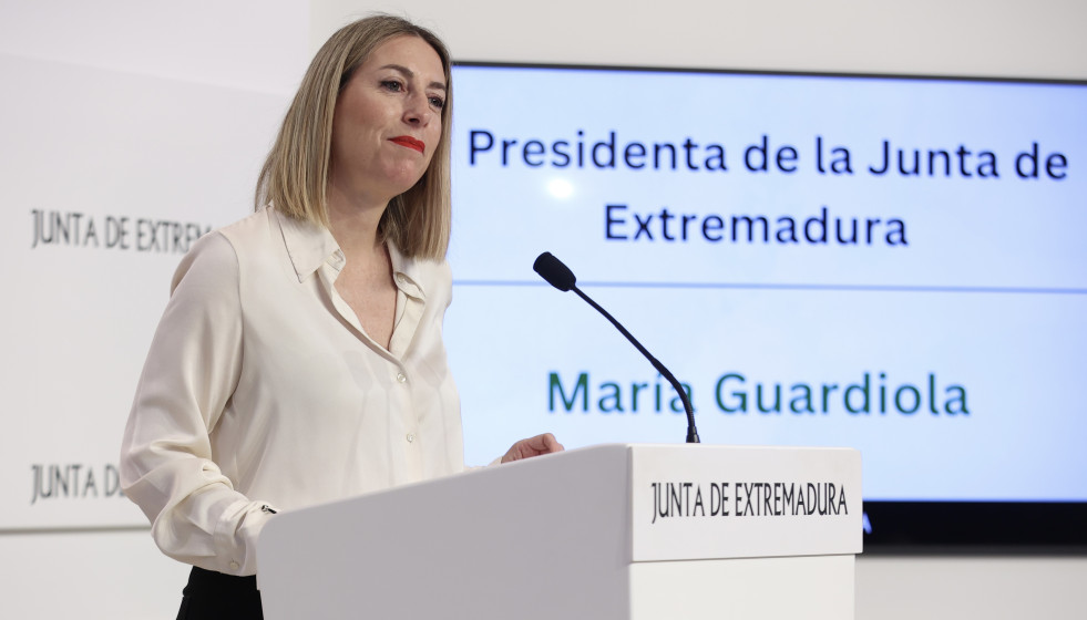 La presidenta de la Junta de Extremadura, María Guardiola, en una foto de archivo