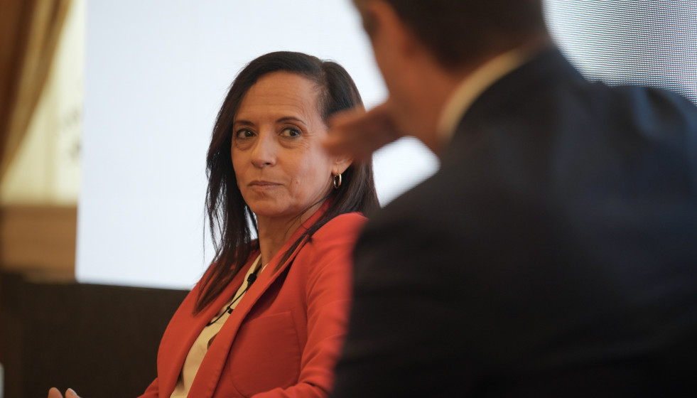 La presidenta de Redeia, Beatriz Corredor, durante el foro ‘La energía eléctrica que Euskadi necesita’
