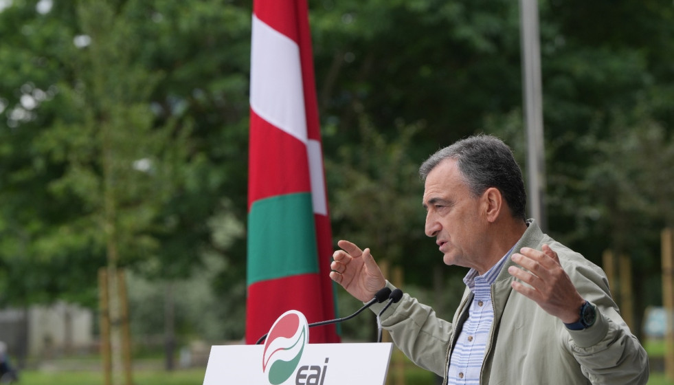 El presidente del EBB del PNV, Aitor Esteban, en Lasarte (Gipuzkoa)