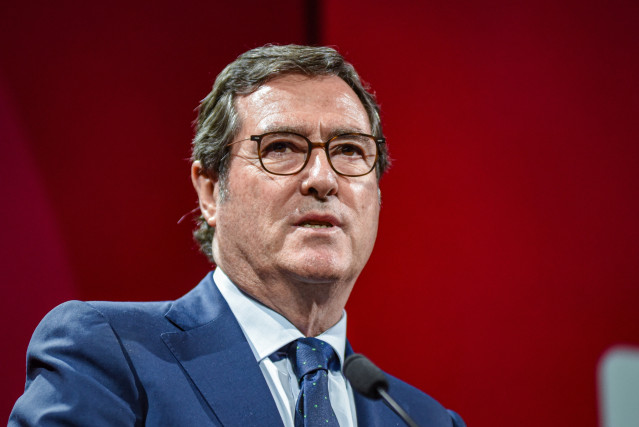 El presidente de la CEOE, Antonio Garamendi, durante la Asamblea General de Proclamación del presidente y vocales de la Junta Directiva en la sede de Foment del Treball, a 18 de mayo de 2026, en Barcelona, Cataluña (España). El acto institucional oficiali