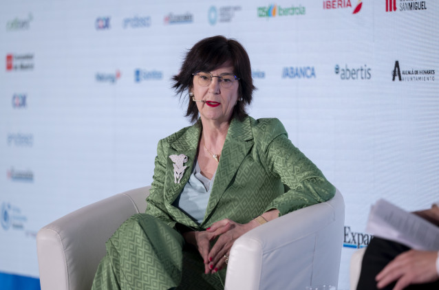 La presidenta de la CNMC, Cani Fernández, durante la segunda jornada del VII Foro Internacional Expansión, en el Parador de Alcalá de Henares, a 20 de mayo de 2025, en Alcalá de Henares, Madrid (España). El foro, organizado por el diario económico, reúne