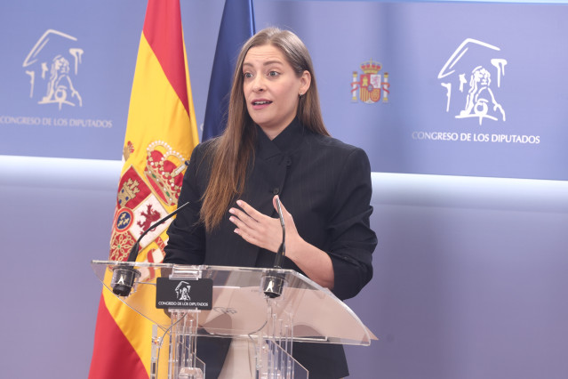 La portavoz del PP en el Congreso, Ester Muñoz, durante una rueda de prensa en el Congreso de los Diputados, a 26 de mayo de 2026, en Madrid (España).