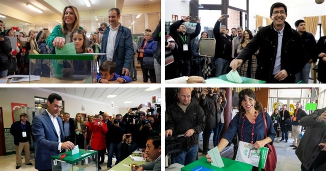 Los candidatos de las elecciones de Andalucu00eda votan