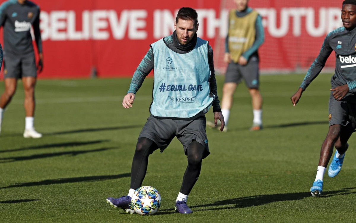 Leo Messi, en un entrenamiento del FC Barcelona