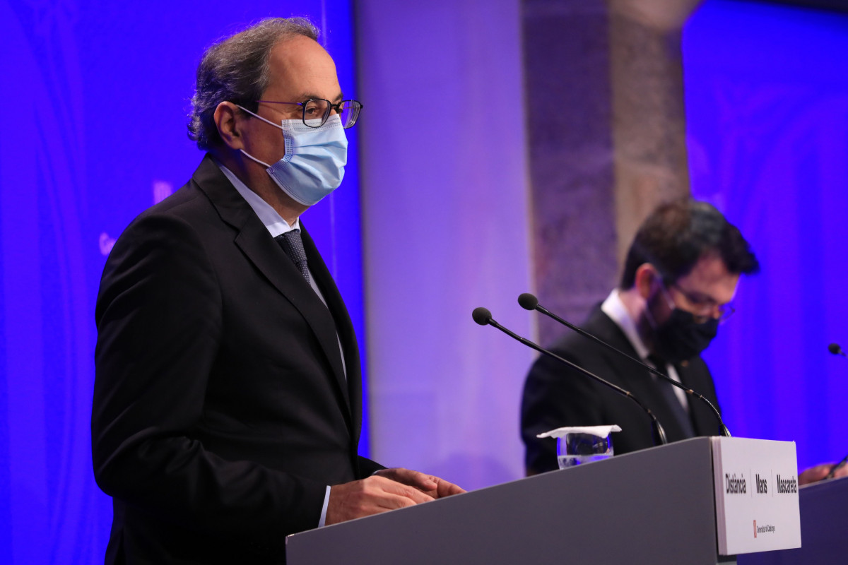 El presidente de la Generalitat, Quim Torra, y el vicepresidente, Pere Aragonès.