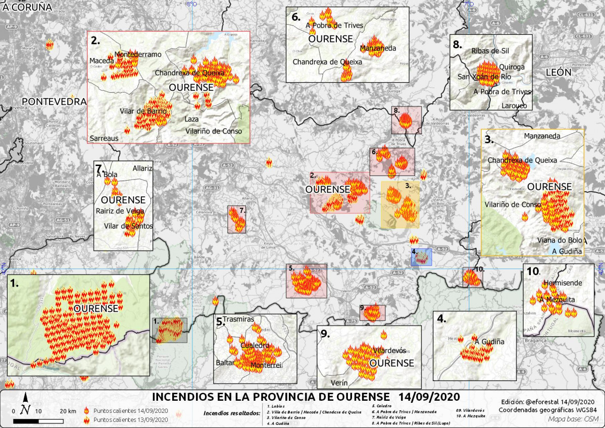Mapa incendios ourense