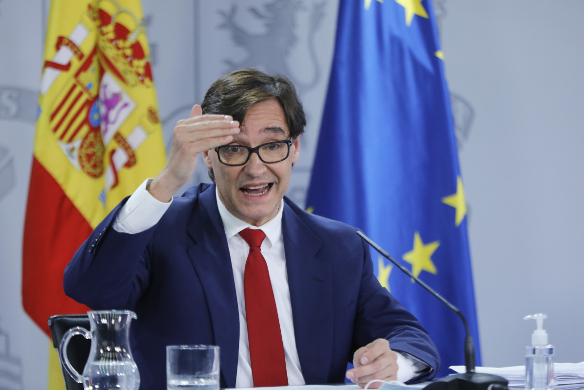 El ministro de Sanidad, Salvador Illa, comparece en rueda de prensa telemática en Moncloa, para informar de la evolución de la COVID-19, en Madrid (España), a 28 de septiembre de 2020.