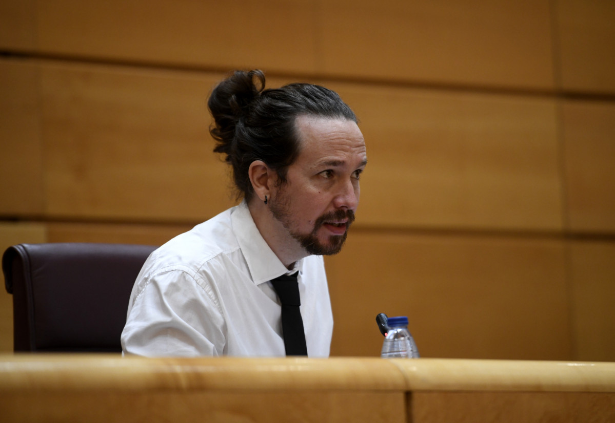 El vicepresidente segundo y ministro de Derechos Sociales y Agenda 2030, Pablo Iglesias, comparece en el Senado en Comisión para las Políticas Integrales de la Discapacidad, en Madrid (España), a 8 de octubre de 2020.