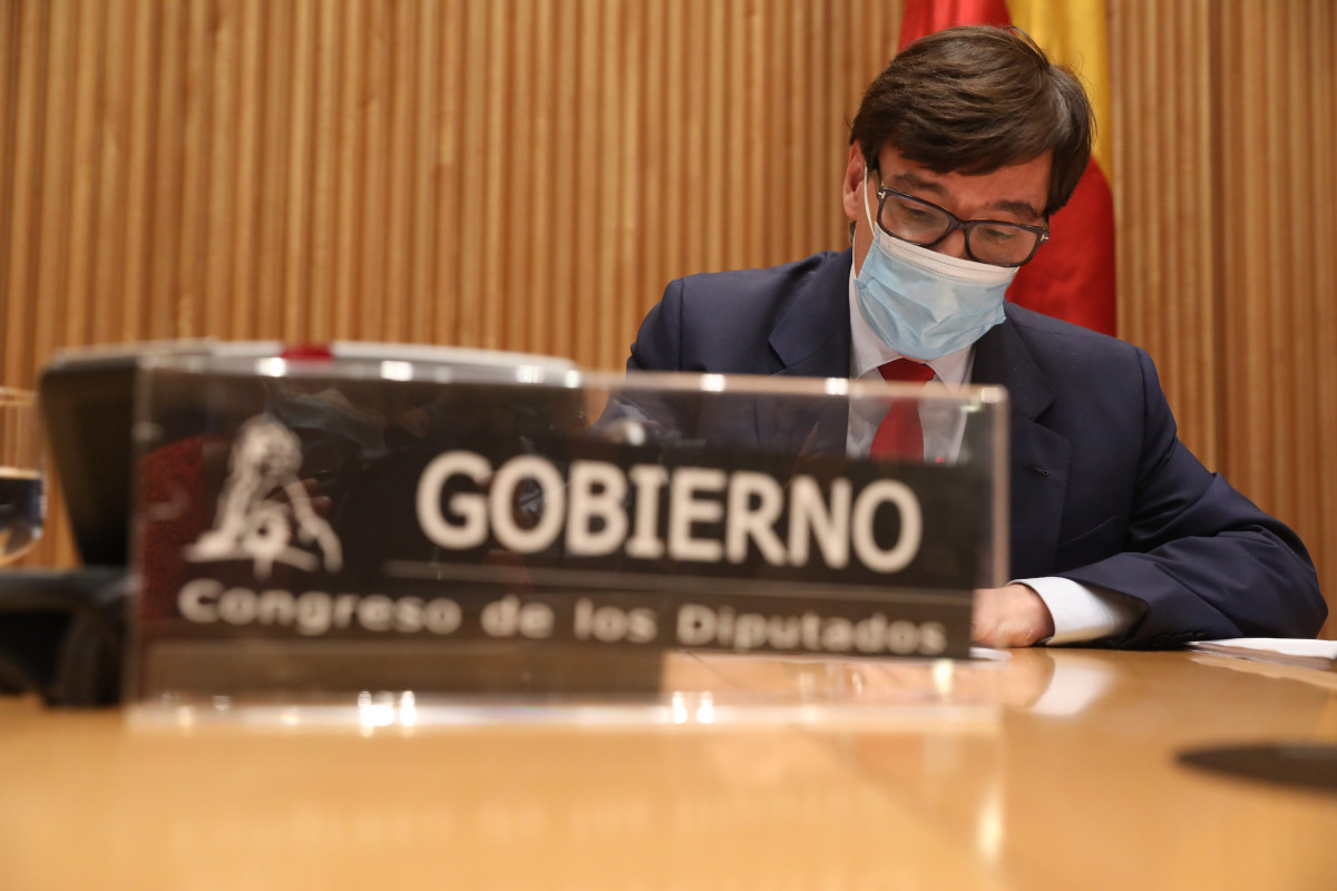 El ministro de Sanidad, Salvador Illa, durante la Comisión de Sanidad y Consumo del Congreso de los Diputados, en Madrid, (España), a 8 de octubre de 2020.